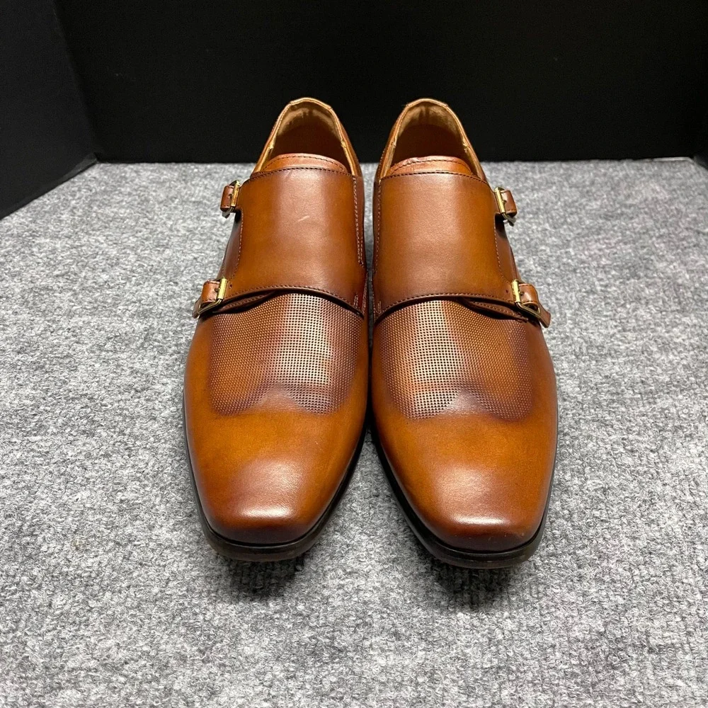 Florsheim Shoes Mens 11 D Cognac Leather Double Monk Strap Tan Dress 11899-221